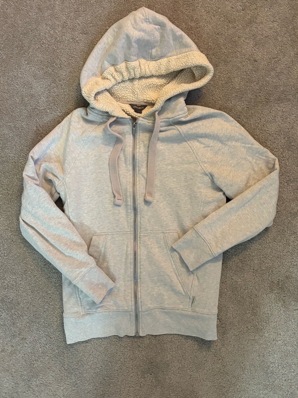 Gray fleece-lined hoodie
